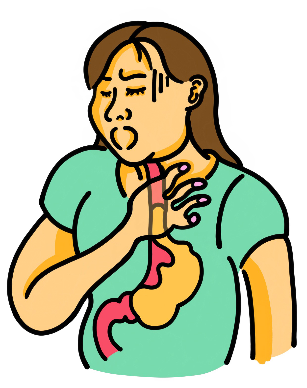 逆流性食道炎の女性のイラスト